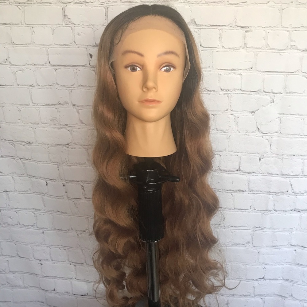 Lace Front Long Waves Amber Brown Wig